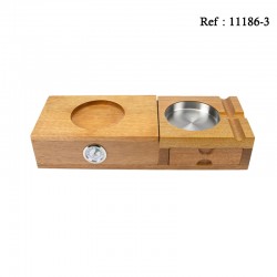 Coffret cigares Bois Clair pour 5 cigares, cendrier et coupe-cigare
