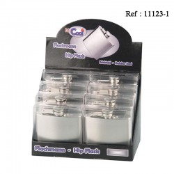 Hip Flask steel assorted 150/180/200/240 ml in display of 8 pcs