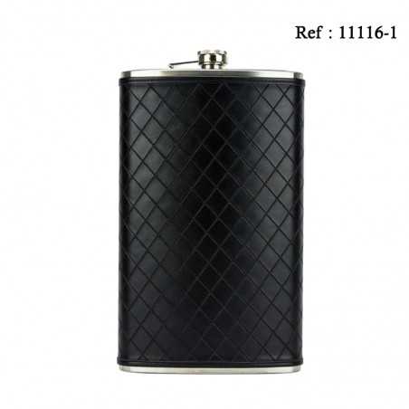 Hip Flask 1920 ml 64z steel mattPU black Jumbo
