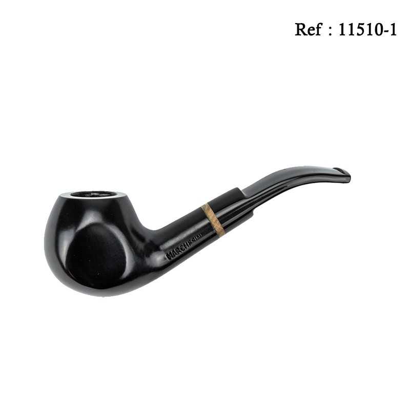 Pipe Jean Claude Noir Courbe Bruyère, en coffret et étui