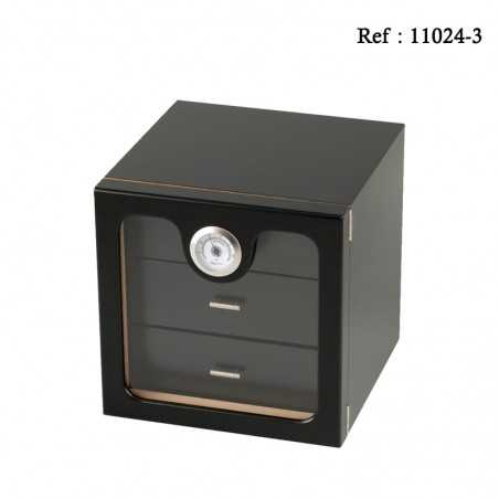 Cigar Humidor Black for 50 cgars, 3 drawers, 240 x 240 x 245 mm