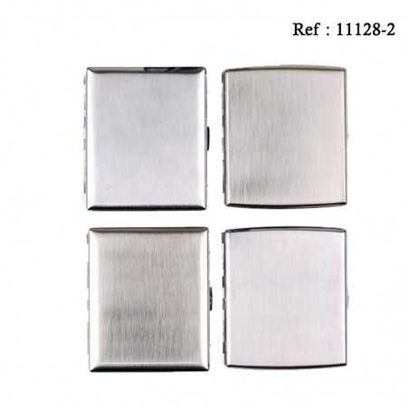 Etui 18 cigarettes Métal Brossé assortis, Lot de 4, 80 mm, en boîte