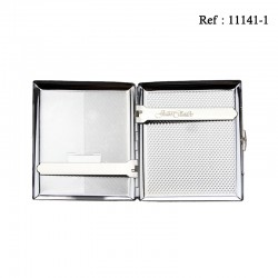 Cigarette case met.nickel design brushed monoplate for 18 cigarettes