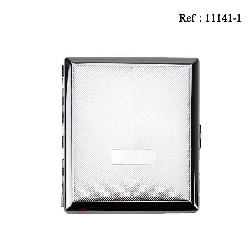 Cigarette case met.nickel design brushed monoplate for 18 cigarettes