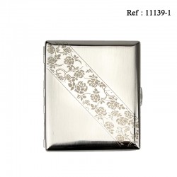 Cigarette case JC met.nickel brushed/ornament diagonal 20 cigarettes