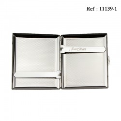 Cigarette case JC met.nickel brushed/ornament diagonal 20 cigarettes
