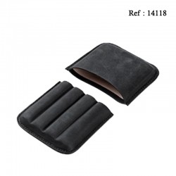 Cigarillos case 4 pcs leather Grey Ø 1.9 cm long 10 cm