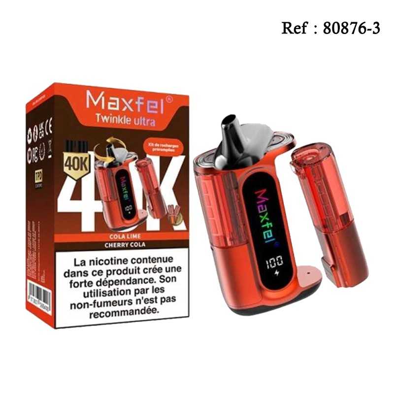 40K 2 en 1 Cola Lime et Cherry Cola 20mg/mL Maxfel Twinkle Ultra