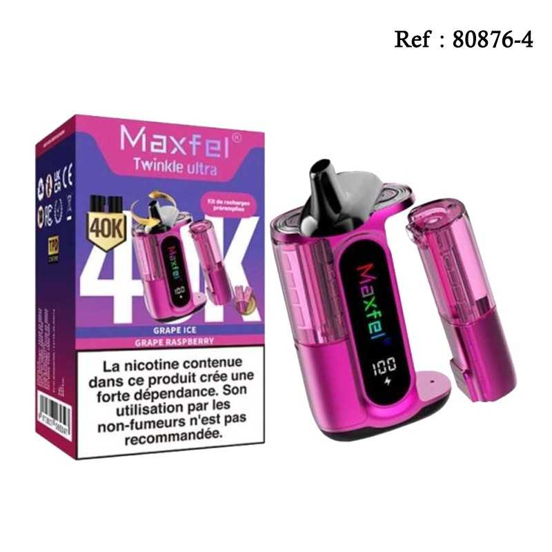40K 2 en 1 Grape Ice et Grape Rasberry 20mg/mL Maxfel Twinkle Ultra