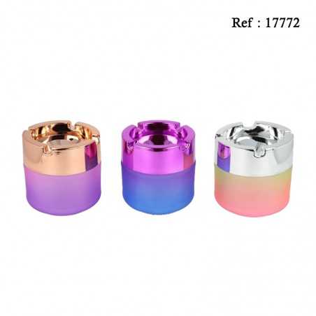 Cendrier en verre coloris Rainbow assortis, display de 6