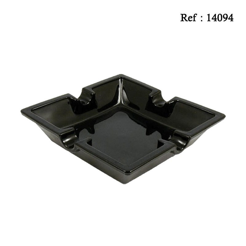 Cigar Ashtray Black glass for 4 cigars 160 x 160 x 30 mm