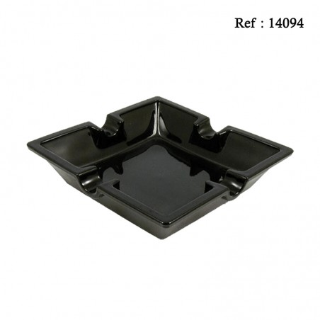 Cendrier à cigare en verre Noir pour 4 cigares, 160 x 160 x 40 mm