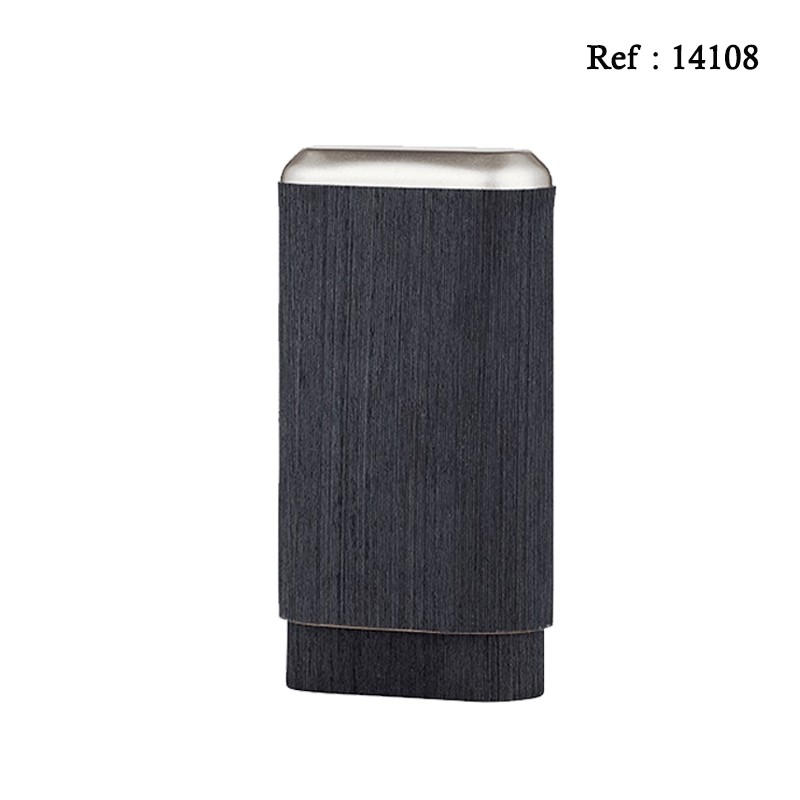 Etui 3 cigares placage bois cuir Anthracite, longueur 14 cm, Ø 2.5 cm