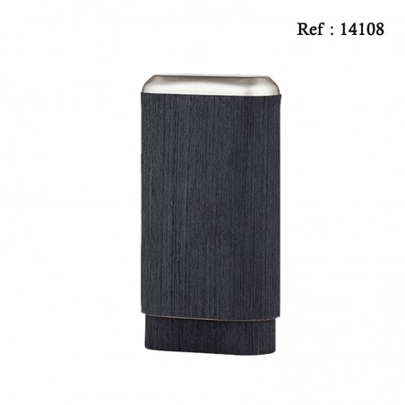 Etui 3 cigares placage bois cuir Anthracite, longueur 14 cm, Ø 2.5 cm