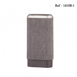 Etui 3 cigares placage bois cuir Gris, longueur 14 cm, Ø 2.5 cm