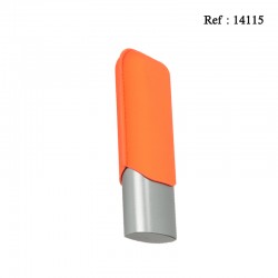Etui cigare alu anodisé gris coloris Orange pour 2 cigares, Ø 6 cm