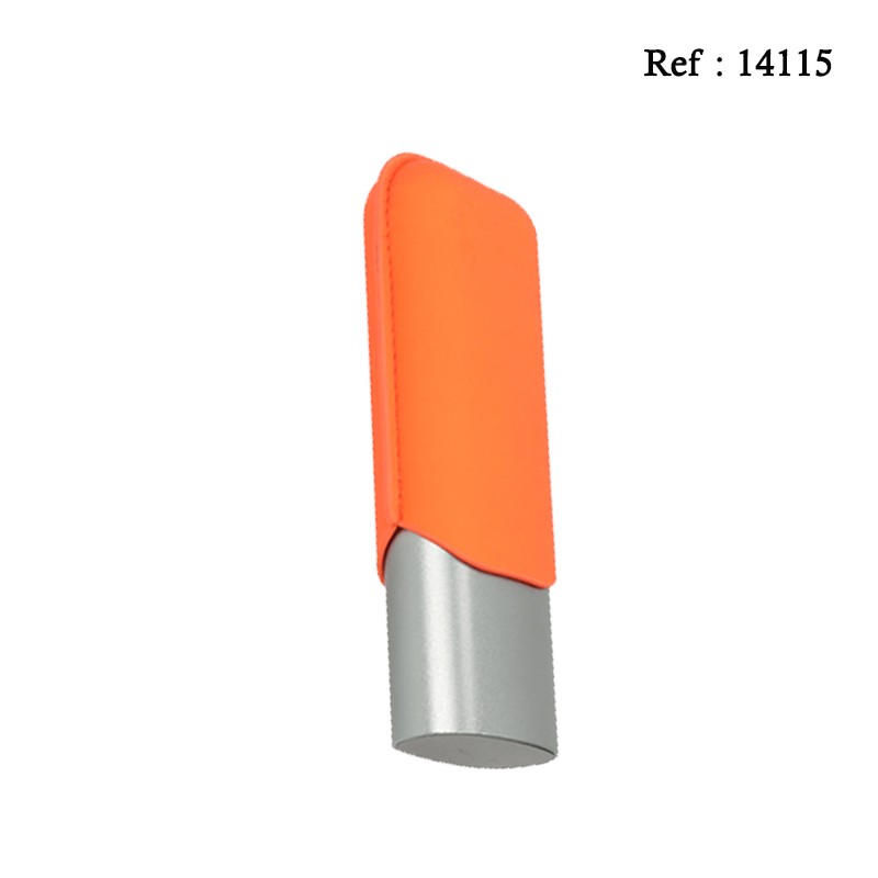 Etui cigare alu anodisé gris coloris Orange pour 2 cigares, Ø 6 cm