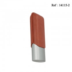 Etui cigare alu adonisé gris coloris Marron pour 2 cigares, Ø 6 cm