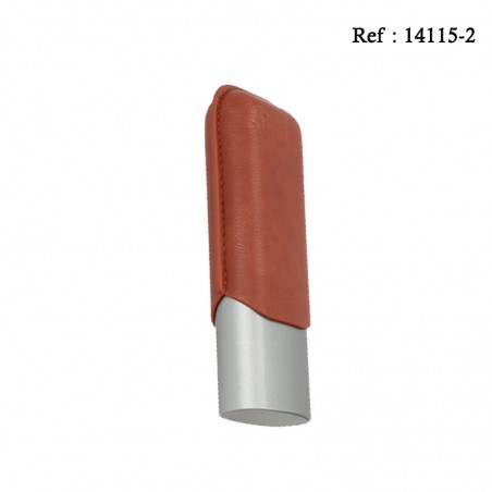 Etui cigare alu adonisé gris coloris Marron pour 2 cigares, Ø 6 cm