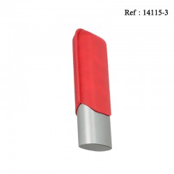 Etui cigare alu adonisé gris coloris Rouge pour 2 cigares, Ø 6 cm