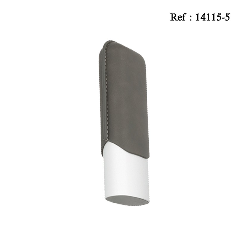 Etui cigare alu adonisé gris finition Gris pour 2 cigares, Ø 6 cm