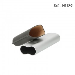 Etui cigare alu adonisé gris finition Gris pour 2 cigares, Ø 6 cm