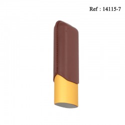 Etui cigare alu adonisé doré mat coloris Marron pour 2 cigares, Ø 6cm