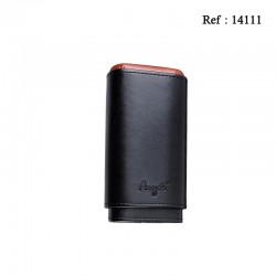 Etui 3 cigares façon cuir Noir,longueur 13 cm, Ø 5 cm