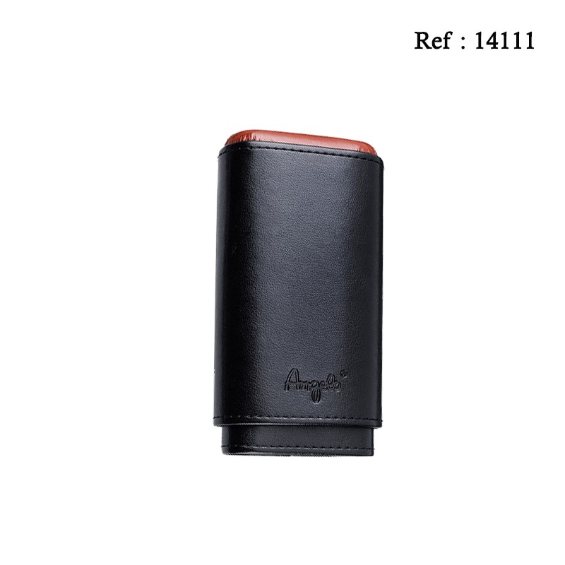 Etui 3 cigares façon cuir Noir,longueur 13 cm, Ø 5 cm