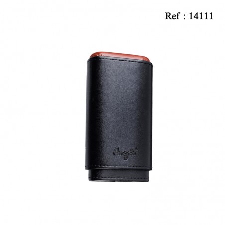 Etui 3 cigares façon cuir Noir,longueur 13 cm, Ø 5 cm