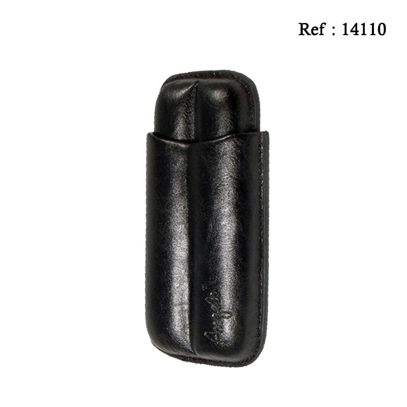 Etui 2 cigares façon cuir Noir, longueur 13.5 cm, Ø 5.3 cm