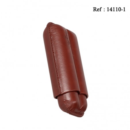 Etui 2 cigares façon cuir Marron, longueur 13.5 cm, Ø 58 cm