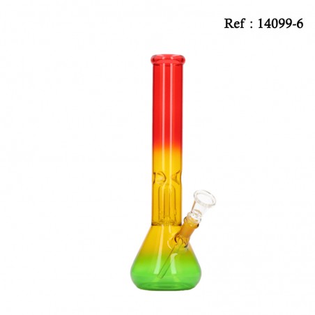 Glass Bong ice+percolator Rasta 30 cm Ø 3.7cm with one chillum
