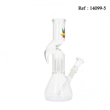 Bang 26 cm en verre Tribal Feuille percolateur Ø 3.8cm,avec 1 chillum