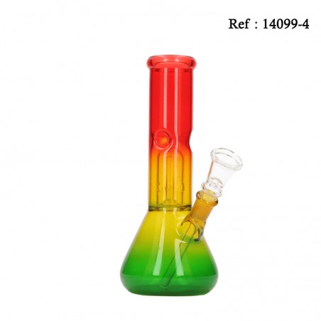 Bang 21.5 cm en verre Rasta percolateur Ø 3.7cm, avec 1 chillum