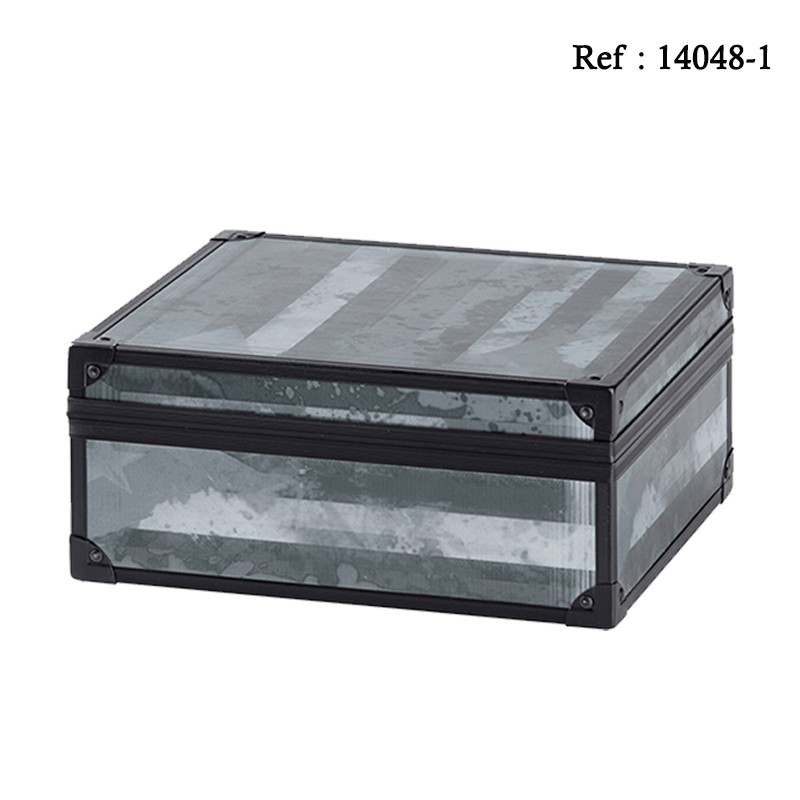 Cave à cigares Alu coloris Gris avec cadre noire, 260 x 220 x 115 mm