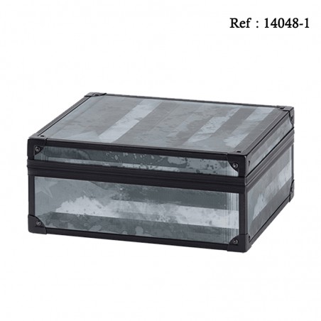 Cave à cigares Alu coloris Gris avec cadre noire, 260 x 220 x 115 mm