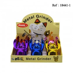 Grinder metal Happy Cats Ø 4cm assorted per 6 pcs
