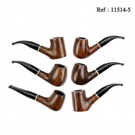 Pipe Jean Claude Brun Doré Polie, embout acryl., , Lot de 6 assortis