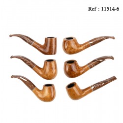 Pipe Jean Claude Naturel Polie/Brun Clair, Lot de 6 assorties