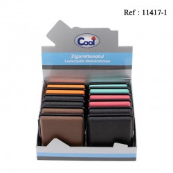 Cigarette Case leather look for 20 cigarettes assorted per 12 pcs