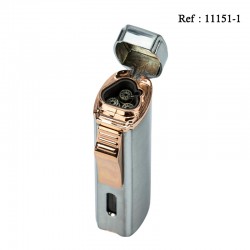 Briquet JC Triple Jet Acier Satin/Or Rose