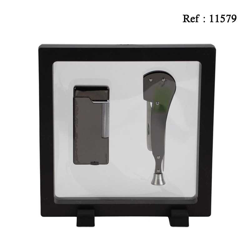 Coffret Mayfair 1 Briquet Pipe + 1 Cure Pipe Gun Fonçé
