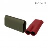 Cigare case for 2 cigars leather green/red Ø 5.8 cm L 16 cm