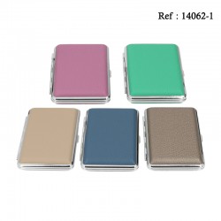Etui 14 cigarettes 100mm simili cuir rubber coloris ass,display de 10