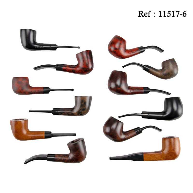 Pipes Jean Claude embout acrylique, lisses, coffret de 12 assorties