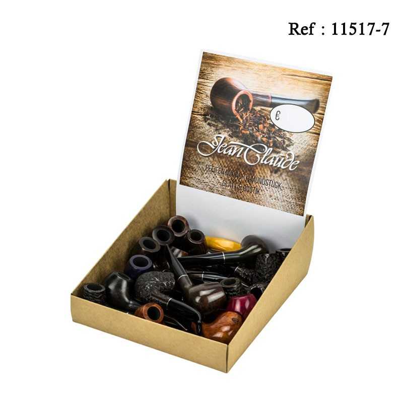 Pipes Jean Claude Lisses et Rustiques, coffret de 18 assorties
