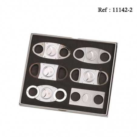 Coupe Cigares Argenté, double coupe, coffret de 6 pcs