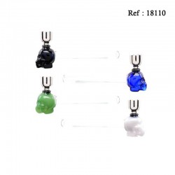 Mini Pipe en verre Crânes, 4 coloris assortis, display de 12