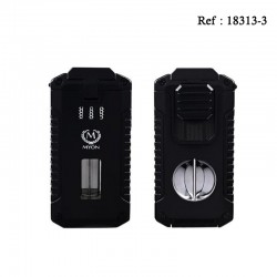 Briquet MYON VIRARON Triple Jet Noir, embout V et Circulaire